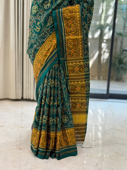 Dark Green Ikat Saree