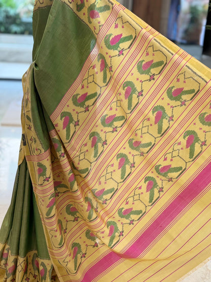 Olive Green Patola Elegance