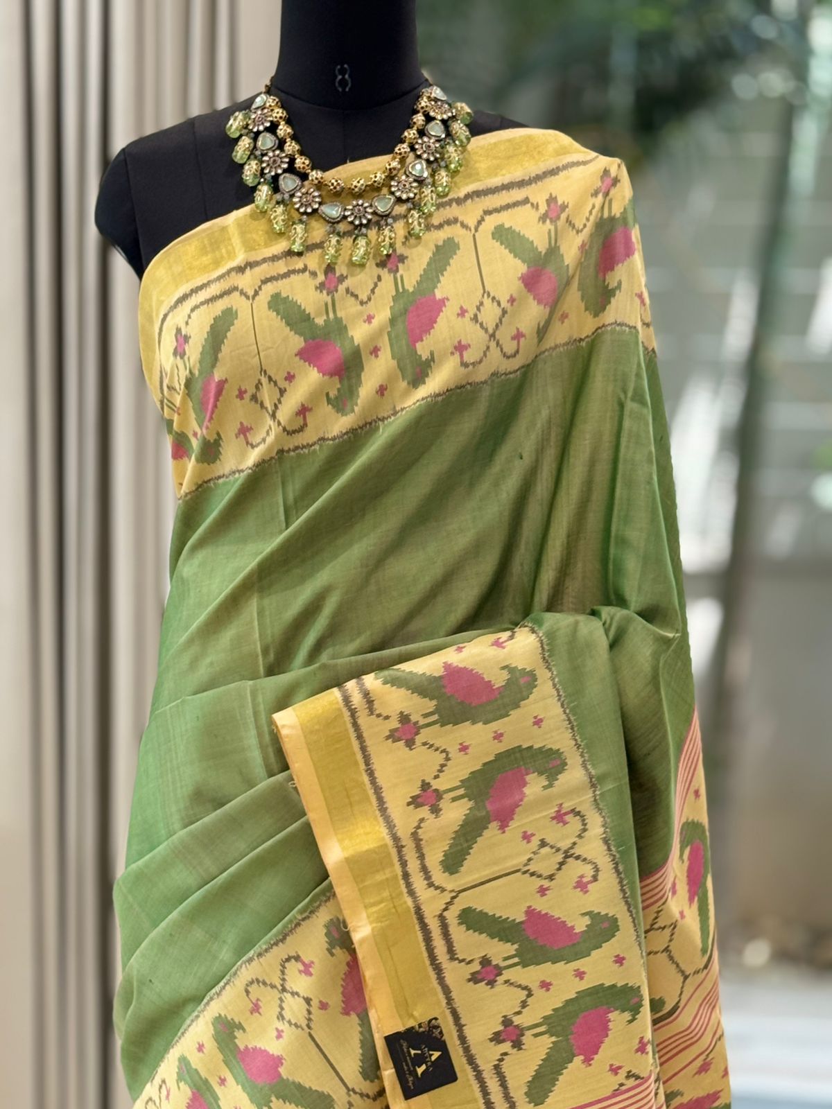 Olive Green Patola Elegance