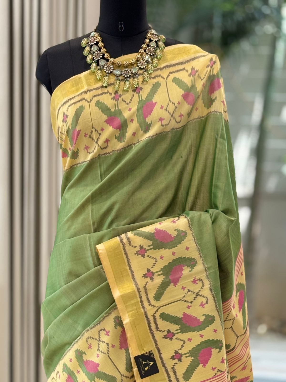 Olive Green Patola Elegance