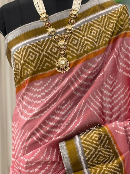 Elegant Rose Ikat Saree