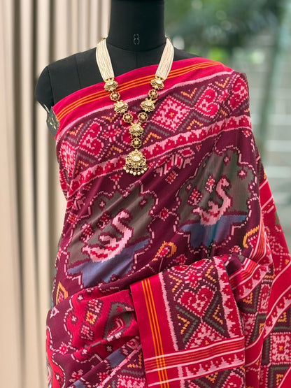 Regal Maroon Ikat Saree
