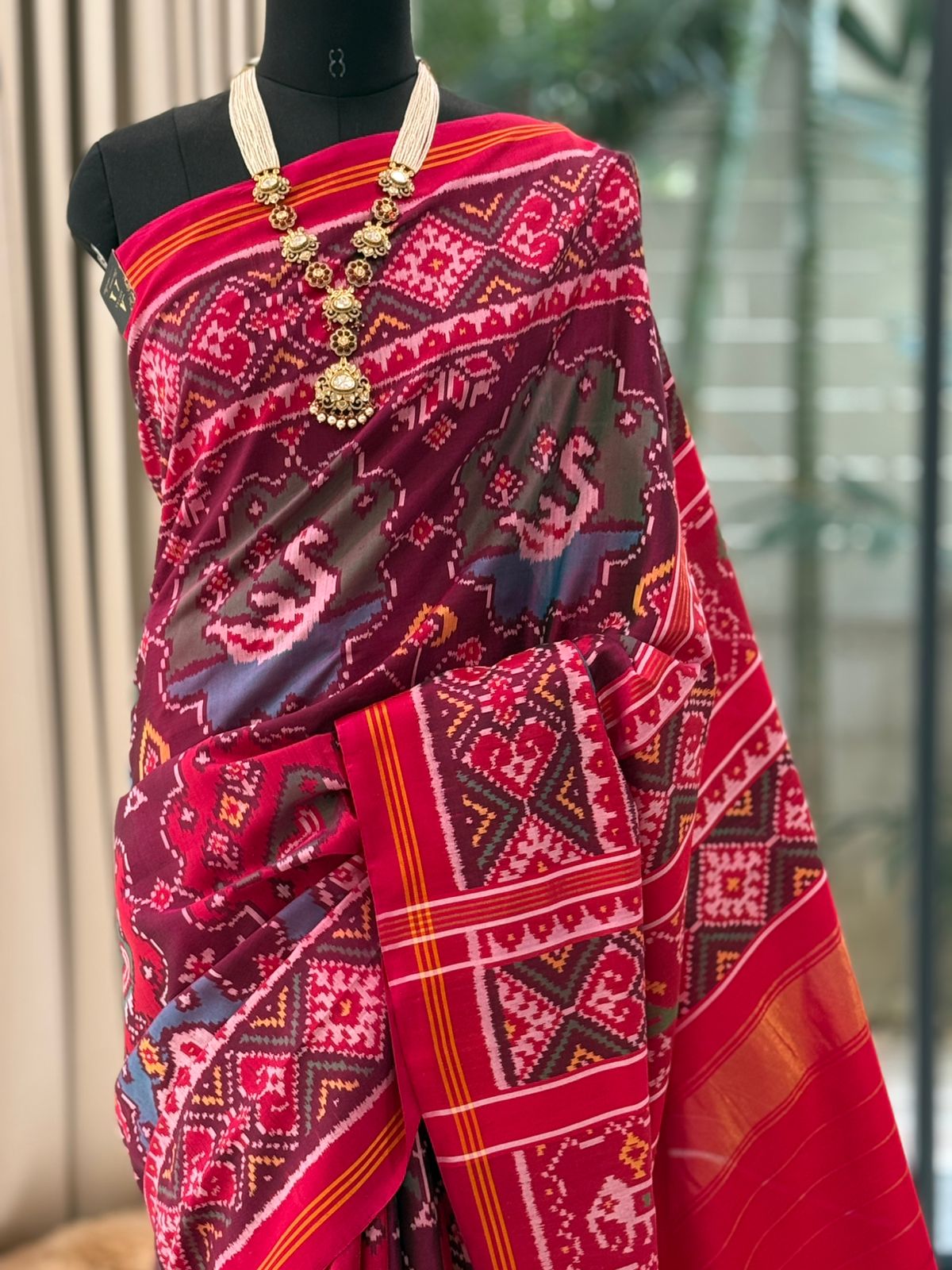 Regal Maroon Ikat Saree