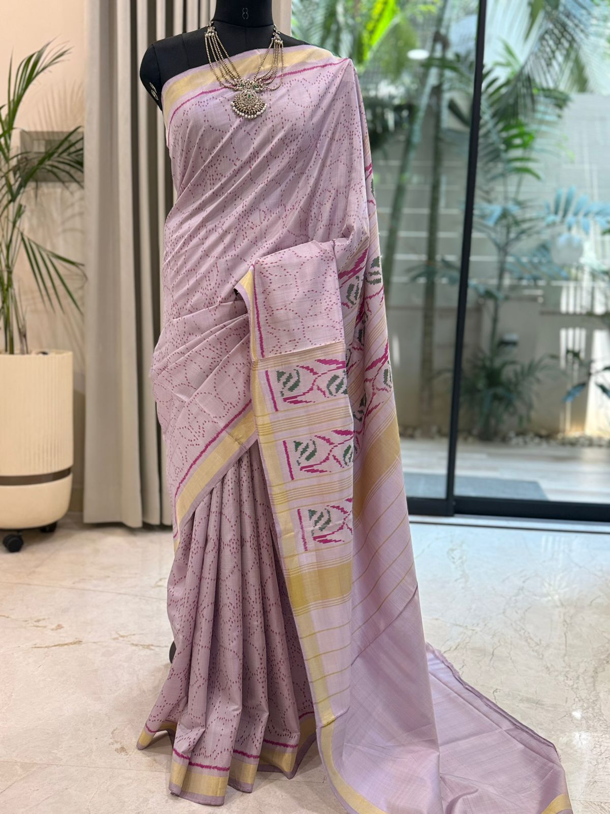 Soft Lilac Ikat Saree