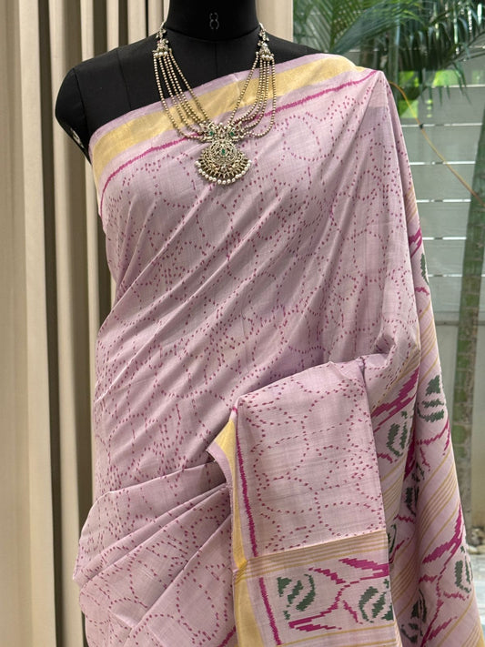 Soft Lilac Ikat Saree