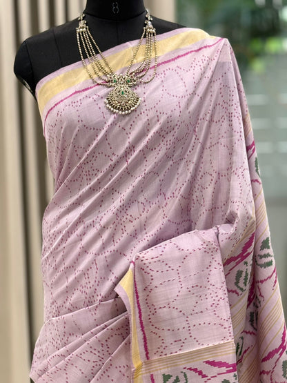 Soft Lilac Ikat Saree