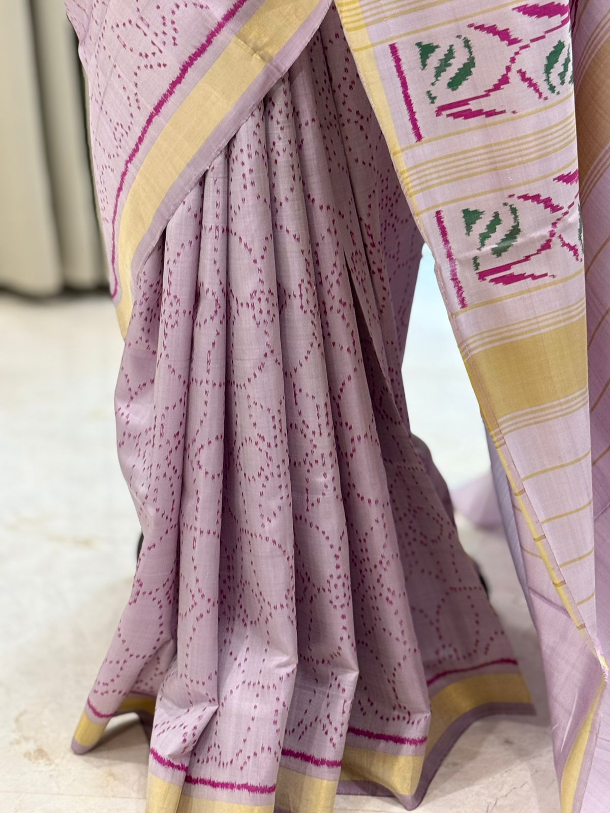 Soft Lilac Ikat Saree