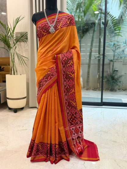 Regal Orange Ikat Saree