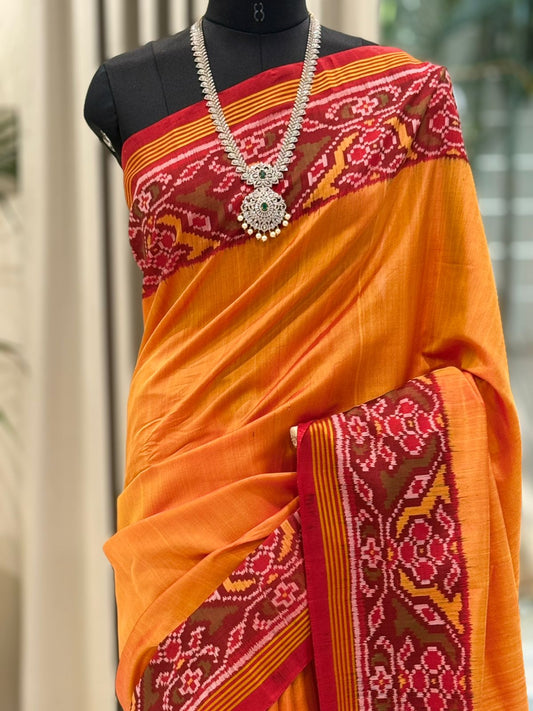 Regal Orange Ikat Saree