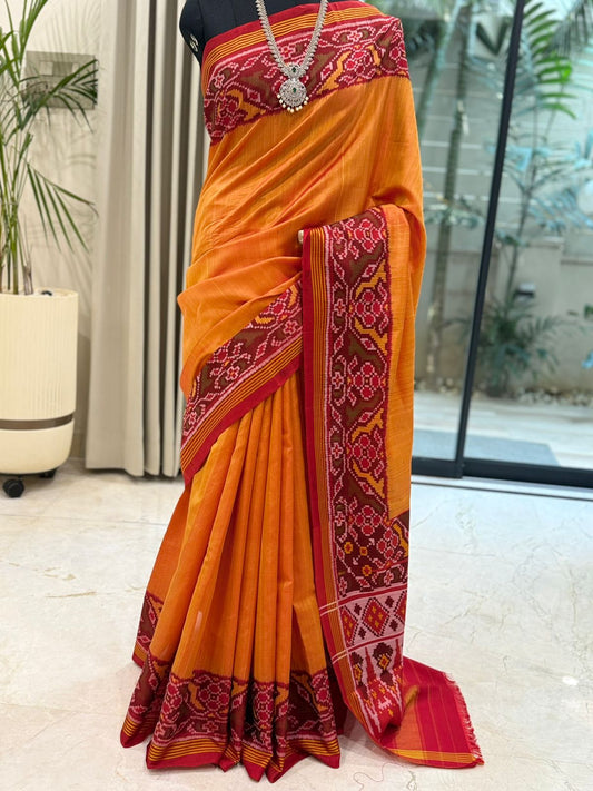 Regal Orange Ikat Saree