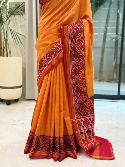 Regal Orange Ikat Saree