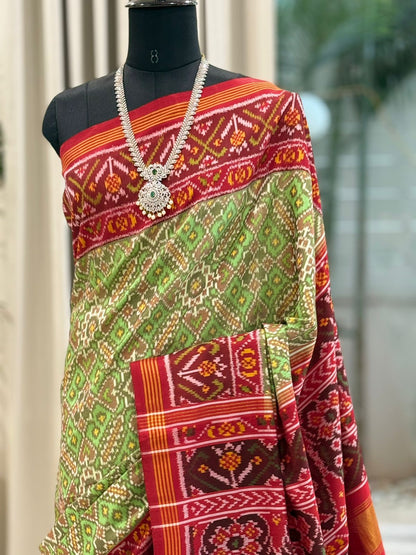 Green Crimson Patola Elegance