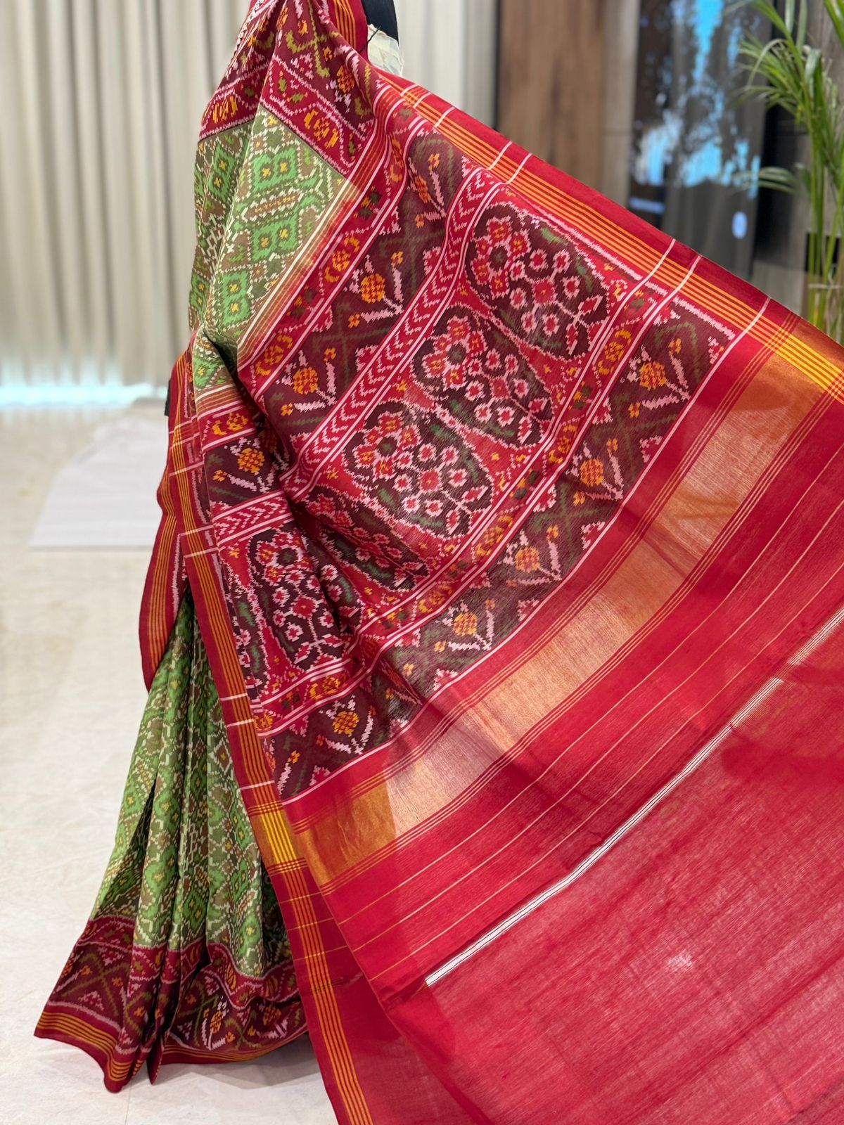 Green Crimson Patola Elegance