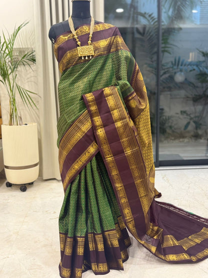 Green Maroon Silk Saree
