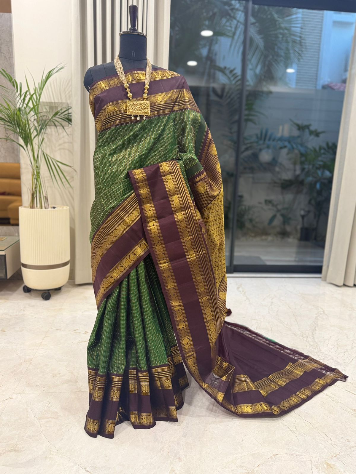 Green Maroon Silk Saree