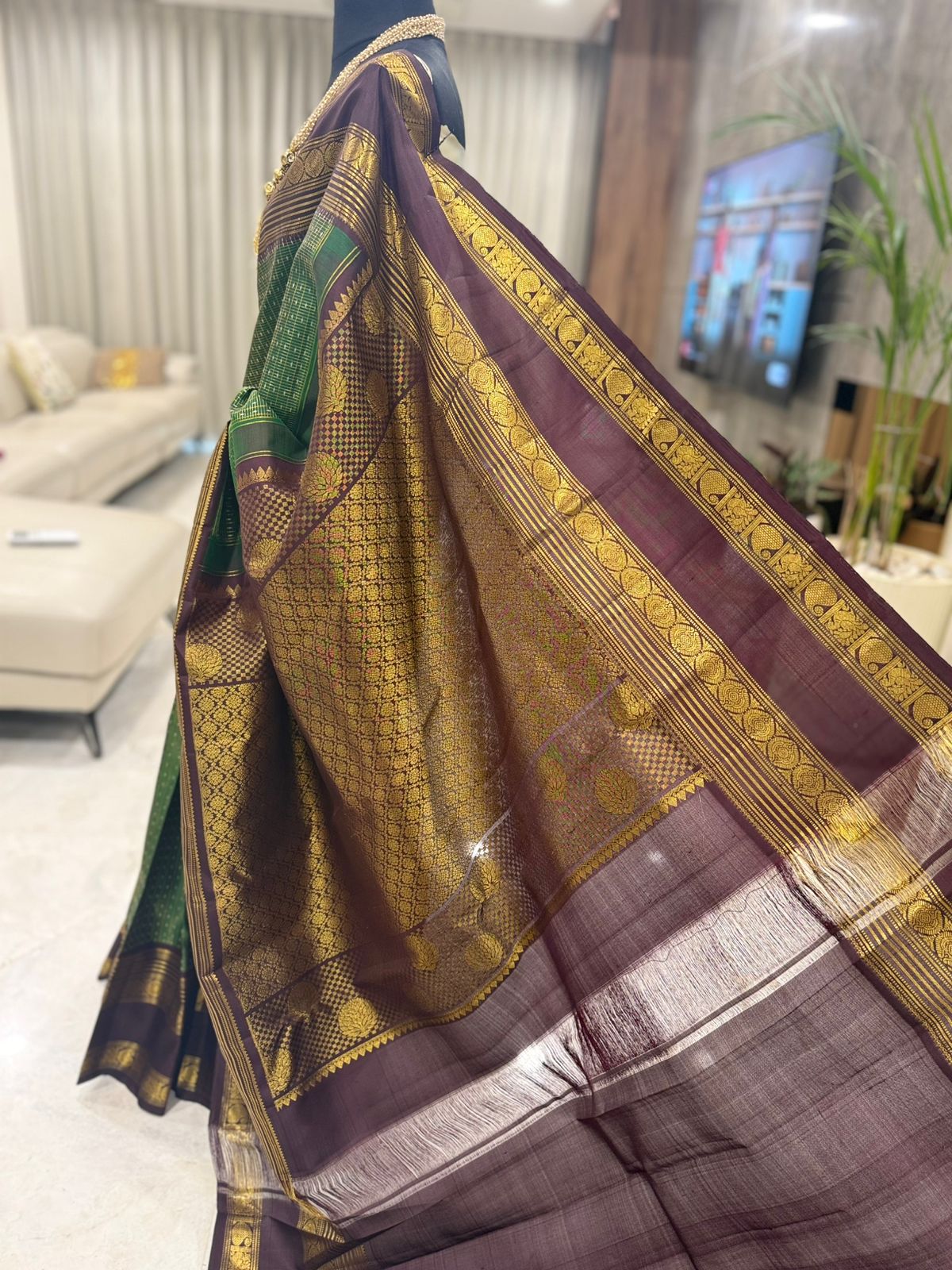 Green Maroon Silk Saree