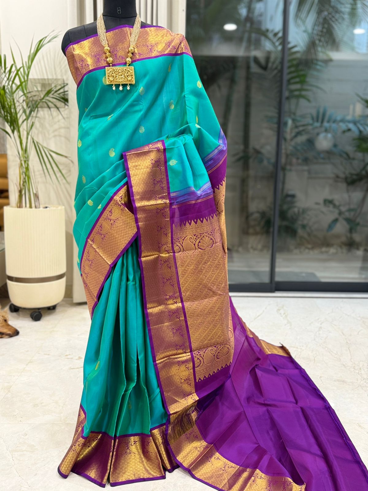 Teal Purple Kanjivaram
