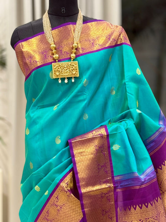 Teal Purple Kanjivaram