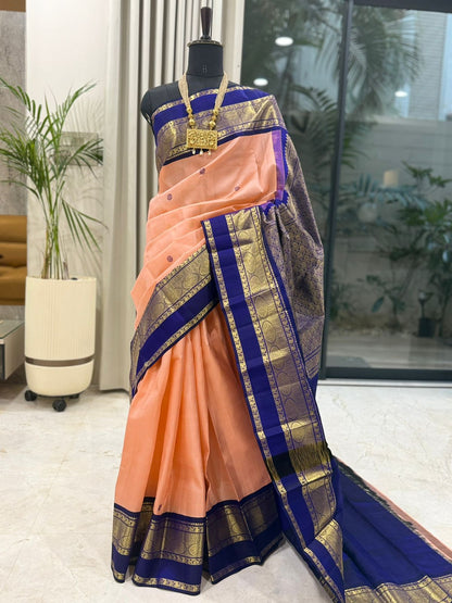 Peach Blue Kanjivaram Elegance
