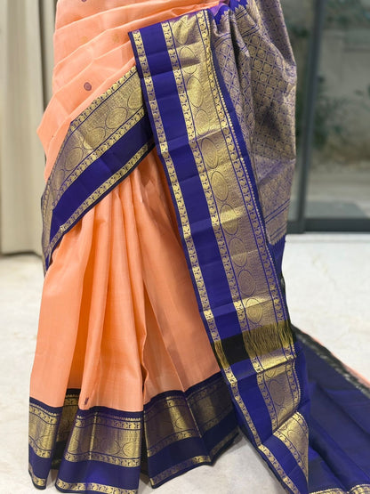 Peach Blue Kanjivaram Elegance