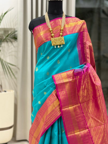 Turquoise Magenta Kanjivaram