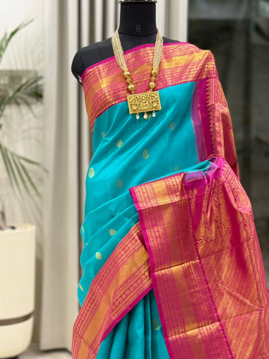 Turquoise Magenta Kanjivaram