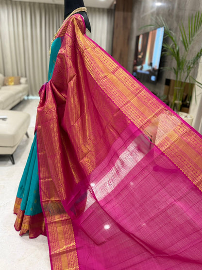 Turquoise Magenta Kanjivaram