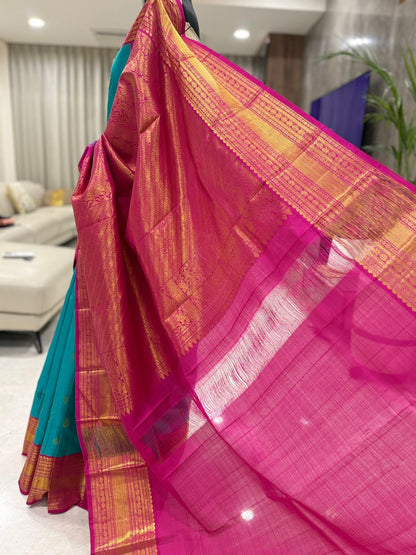 Turquoise Magenta Kanjivaram