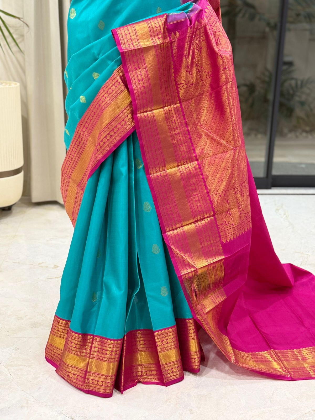 Turquoise Magenta Kanjivaram