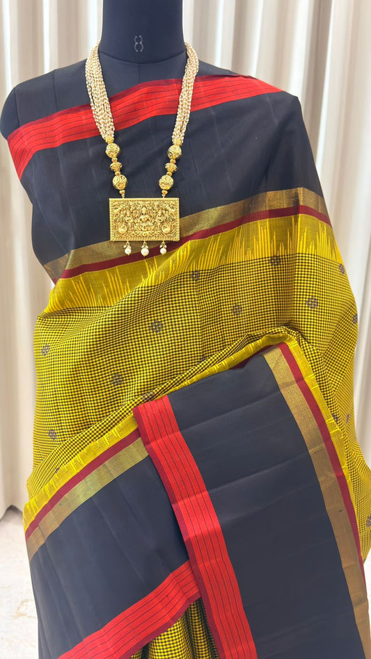 Mustard Checks Kanjivaram