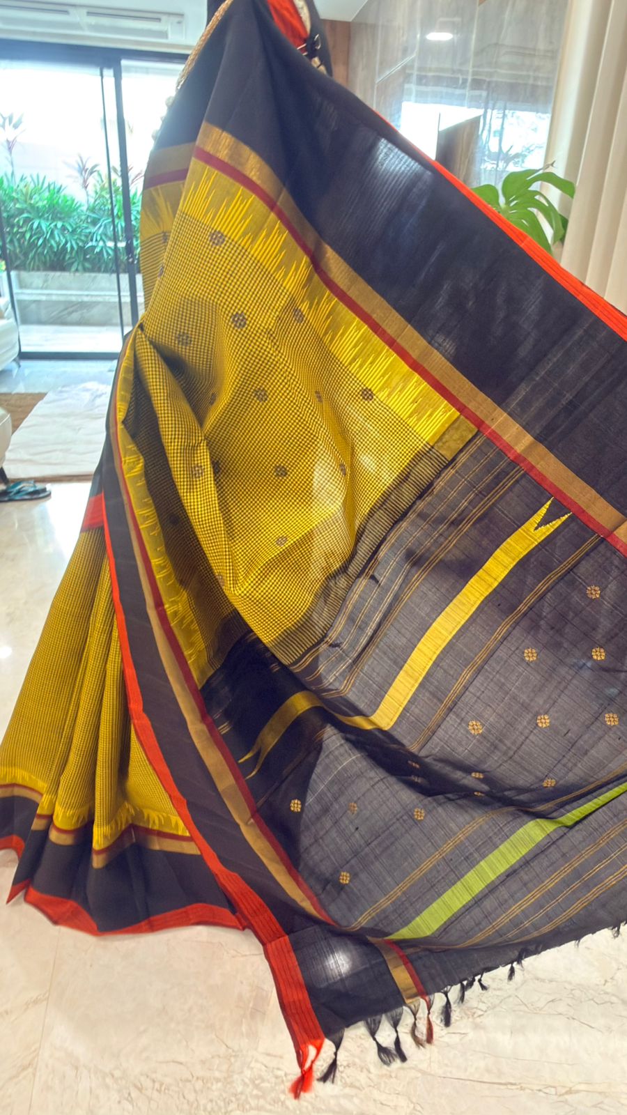 Mustard Checks Kanjivaram