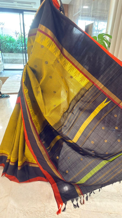 Mustard Checks Kanjivaram