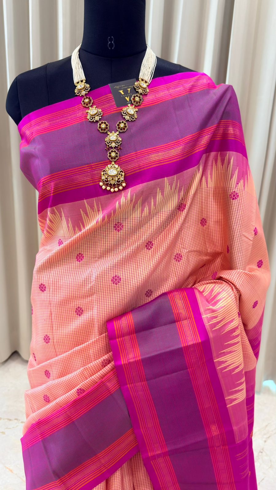 Peach & Violet Kanjivaram
