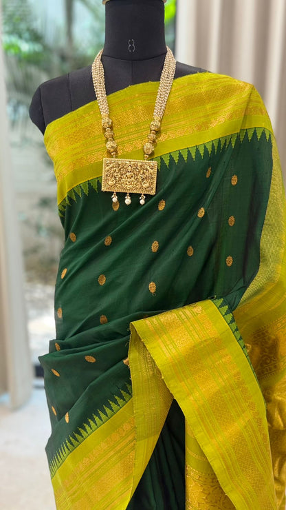Temple Green Gadwal Silk