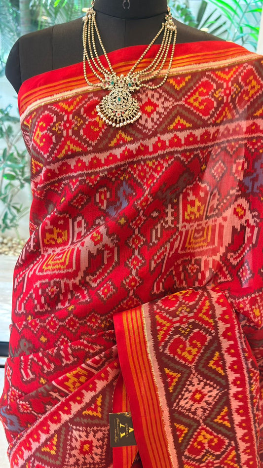 Dust Pink Ikat Saree