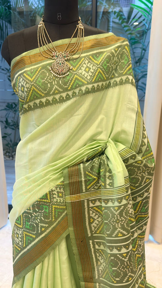 Pista Green Ikat Saree