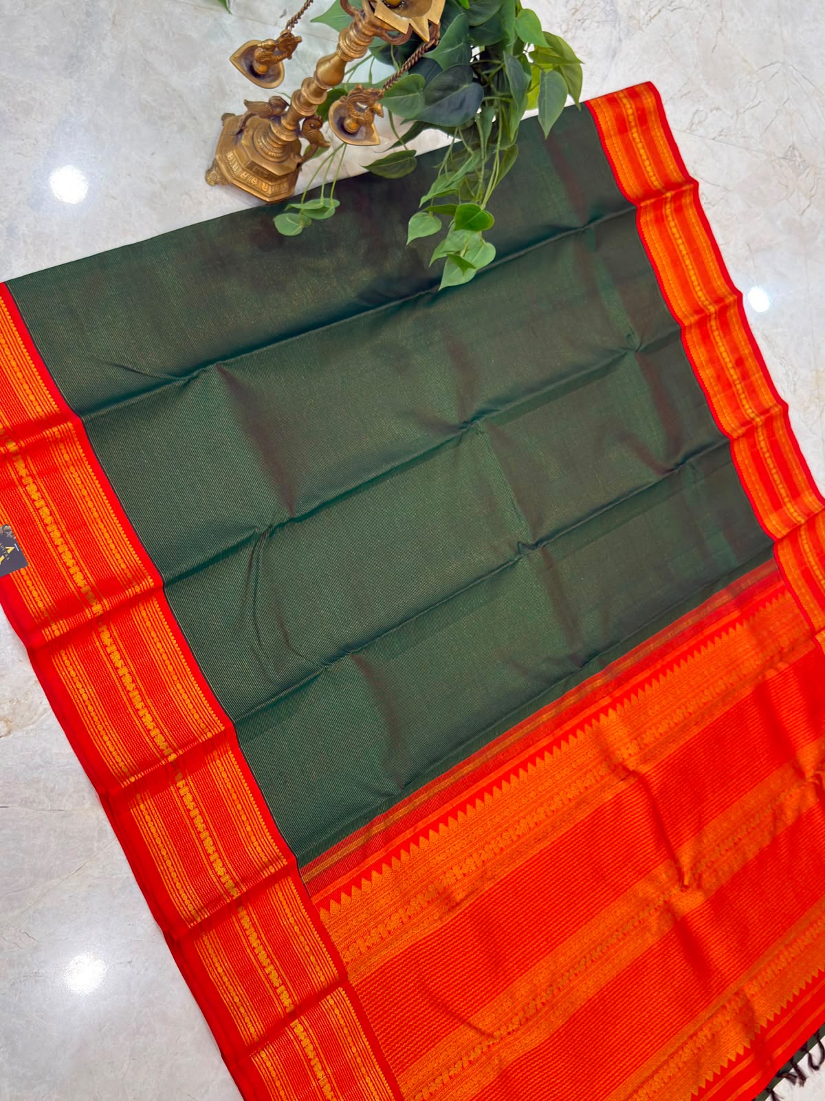 Forest Green Vairaoosi Kanjivaram Saree