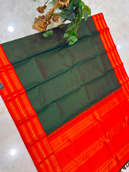 Forest Green Vairaoosi Kanjivaram Saree