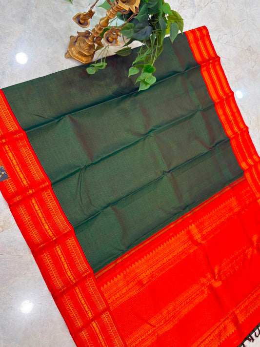 Forest Green Vairaoosi Kanjivaram Saree