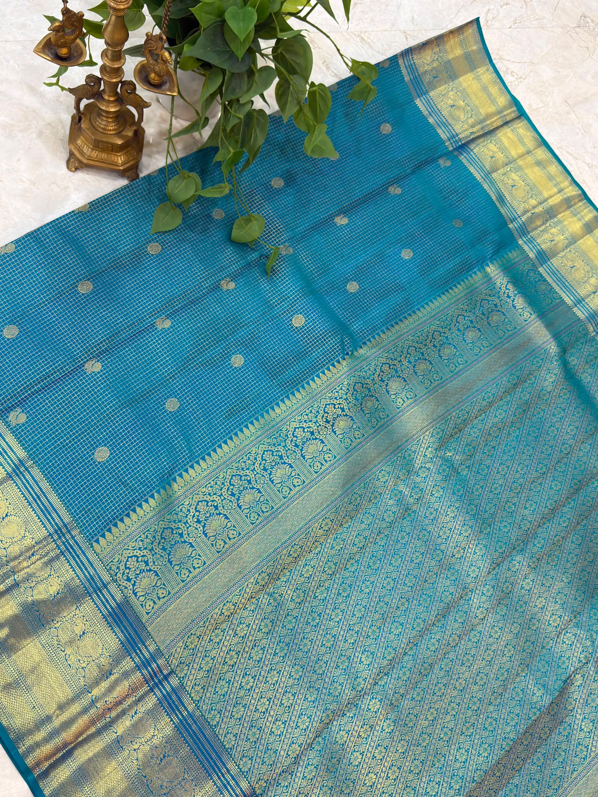 Turquoise Blue Kanjivaram Silk Saree