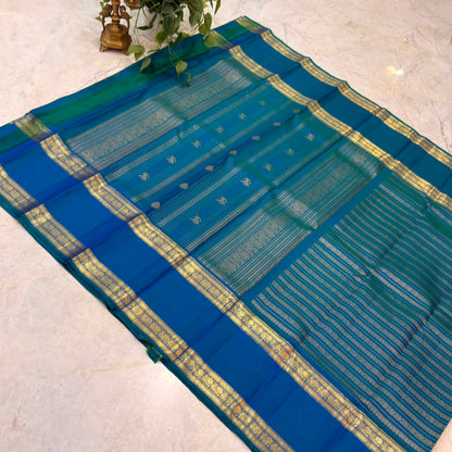 Peacock Blue Kanjivaram Silk Saree