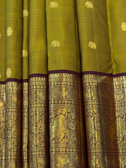 Regal Parrot Green Kanjivaram Saree