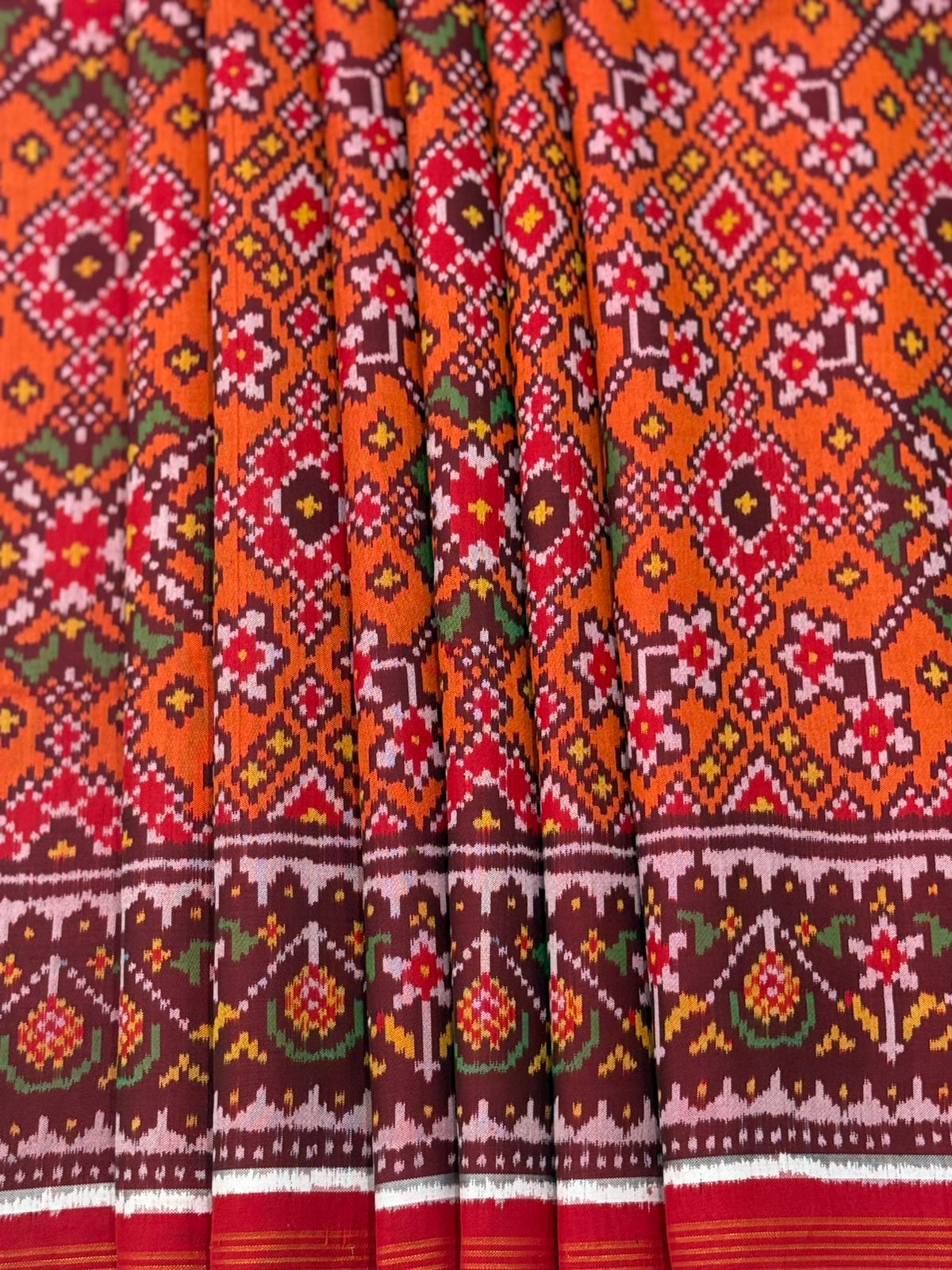 Orange Maroon Ikkat Silk Majesty