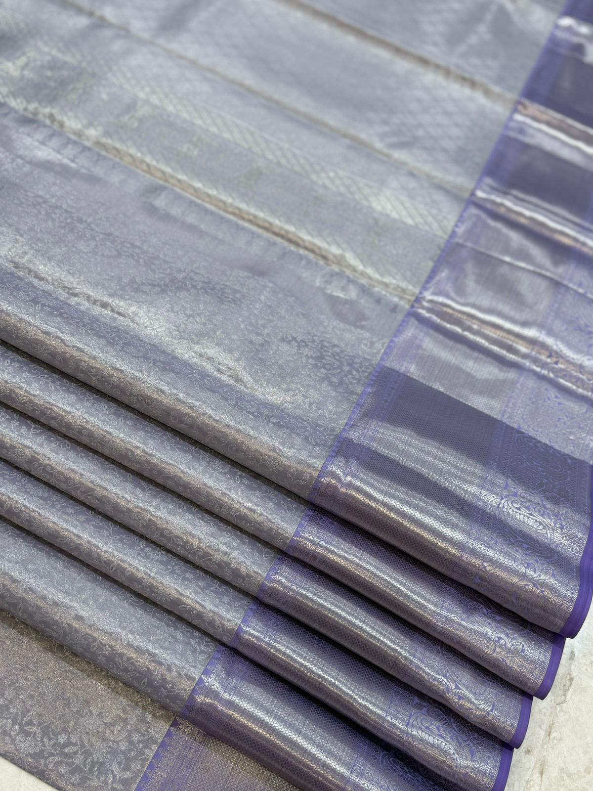 Lavender Floral Jaal Kanjivaram Saree