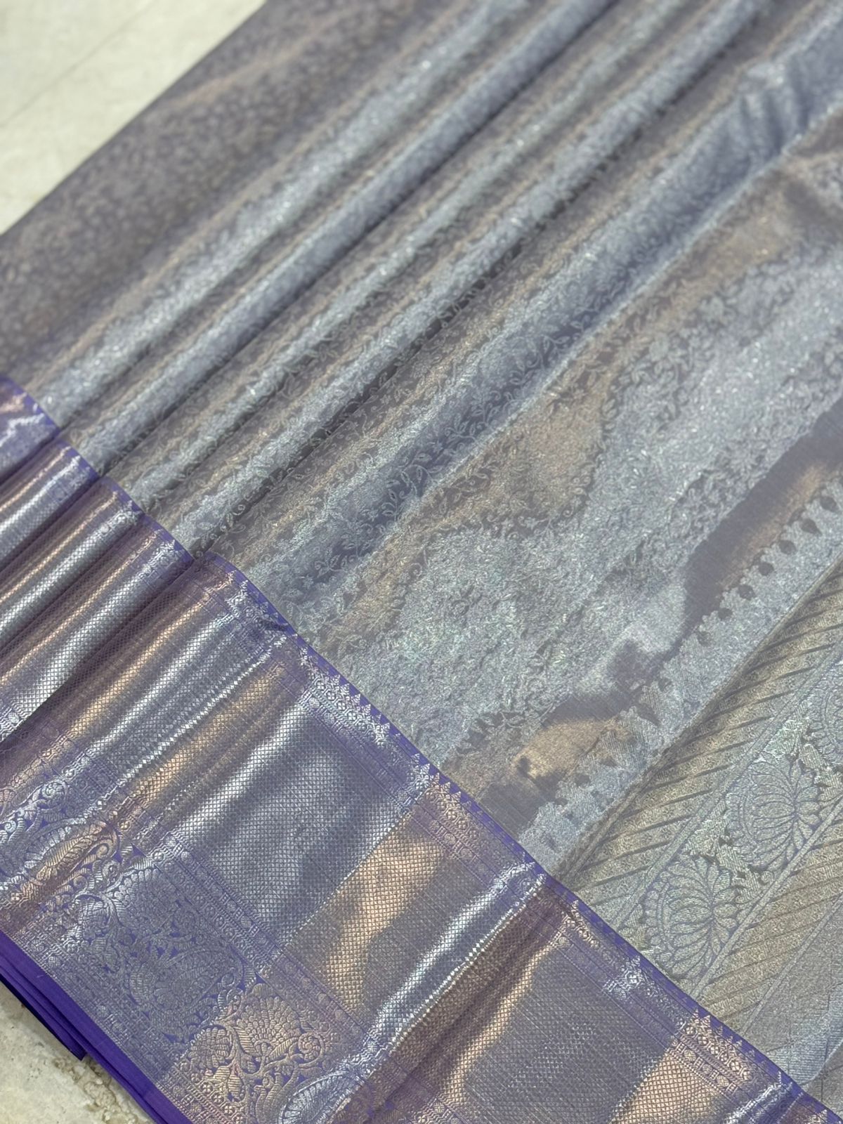 Lavender Floral Jaal Kanjivaram Saree