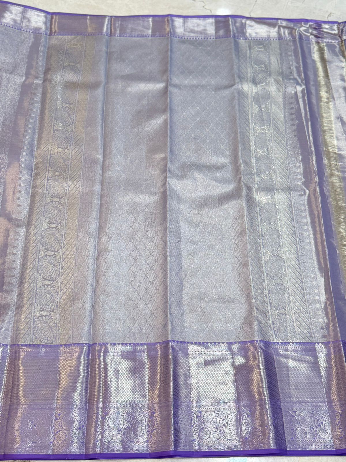 Lavender Floral Jaal Kanjivaram Saree