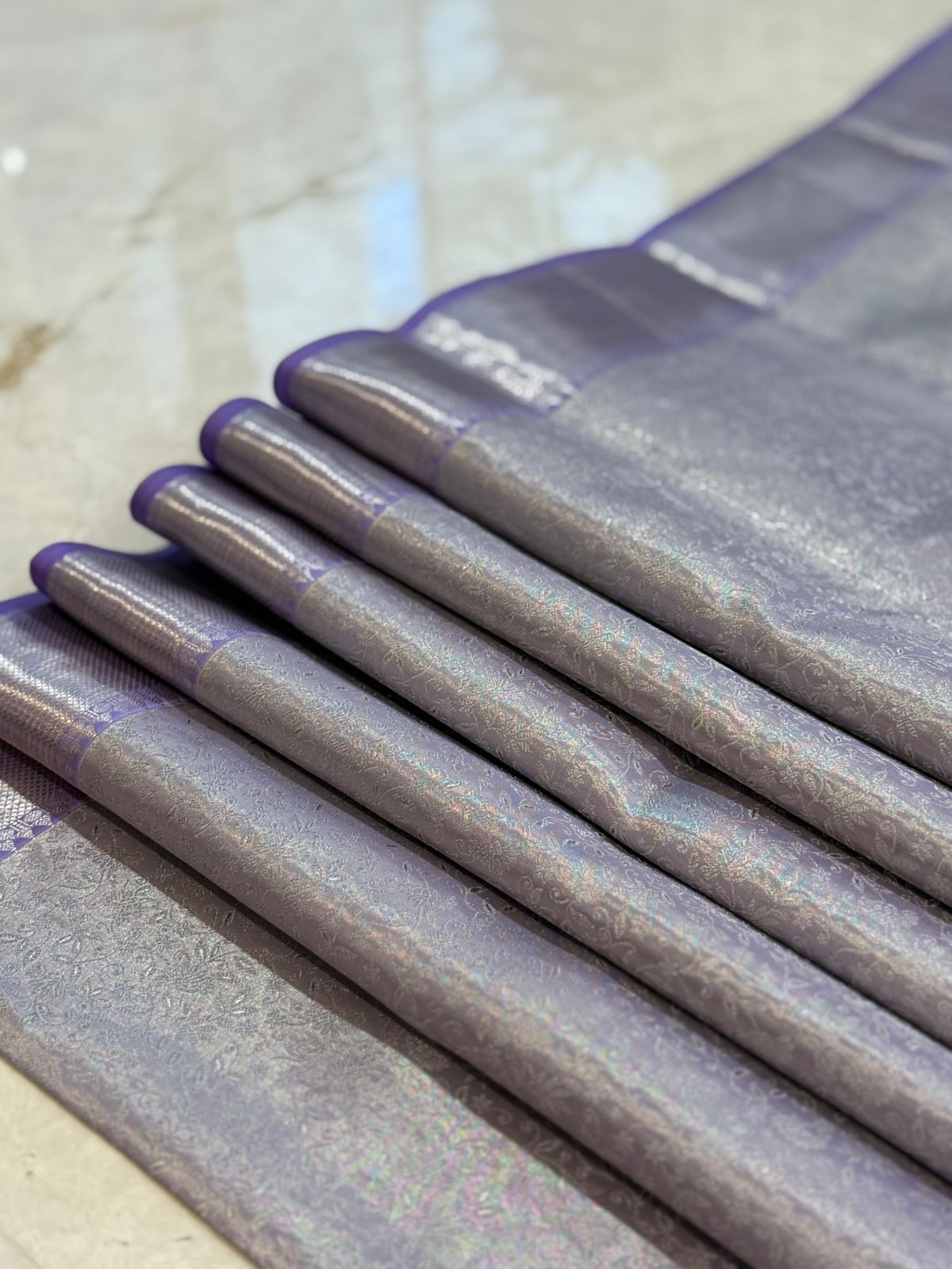 Lavender Floral Jaal Kanjivaram Saree