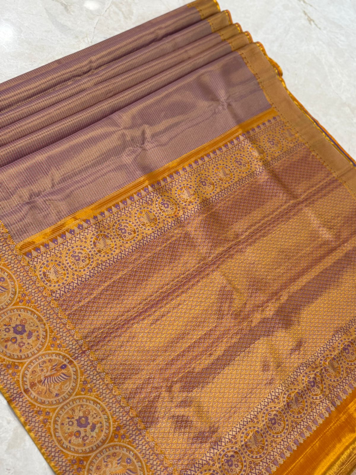 Lavender Gold Zari Kanjivaram