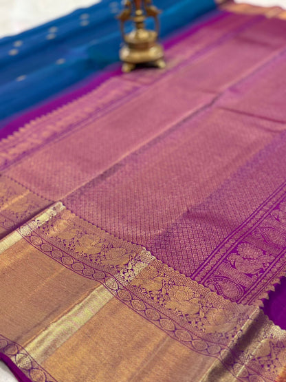 Royal Blue Magenta Kanjivaram Saree