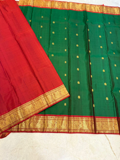 Deep Green Crimson Kanjivaram